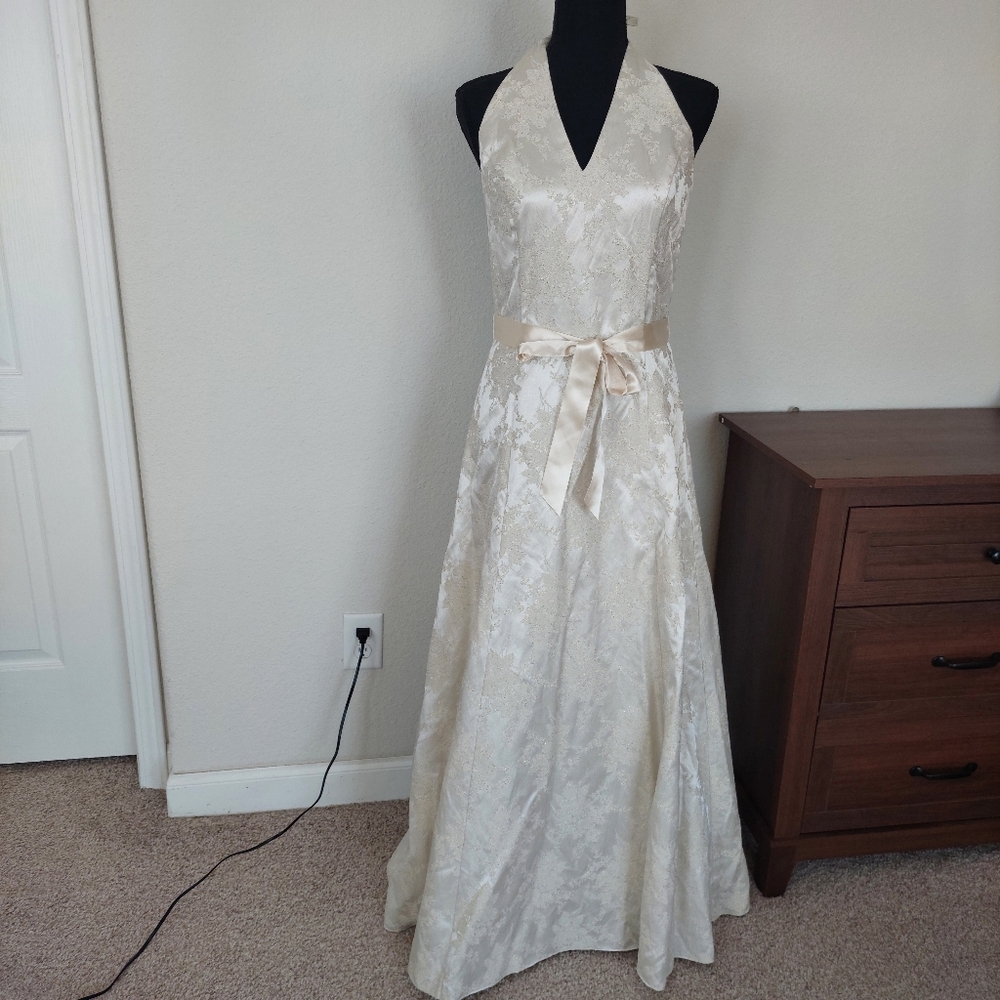 Vintage Jessica McClintock Gunne Sax Formal Wedding Gown Cream/ Champagne Size 9